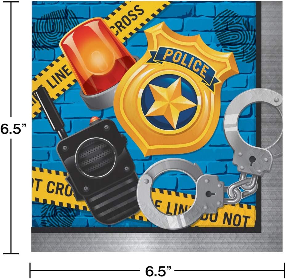 Police Officer Party Pack - Dinner & Dessert Plates, Napkins, Cups, Tablecover, Birthdays, Police Celebrations (16 Guests) : Home & Kitchen