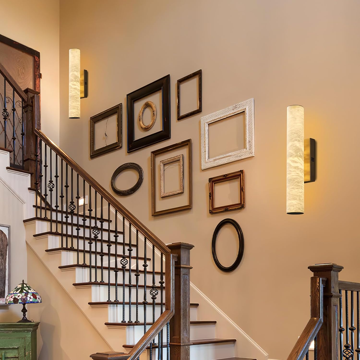 Wall Sconces, Alabaster Brass Wall Sconce, 20" Modern Gold Sconce Wall Lamp,Bathroom Wall Lights Vanity Light for Living Room, Bedroom, Hallway, Stairs