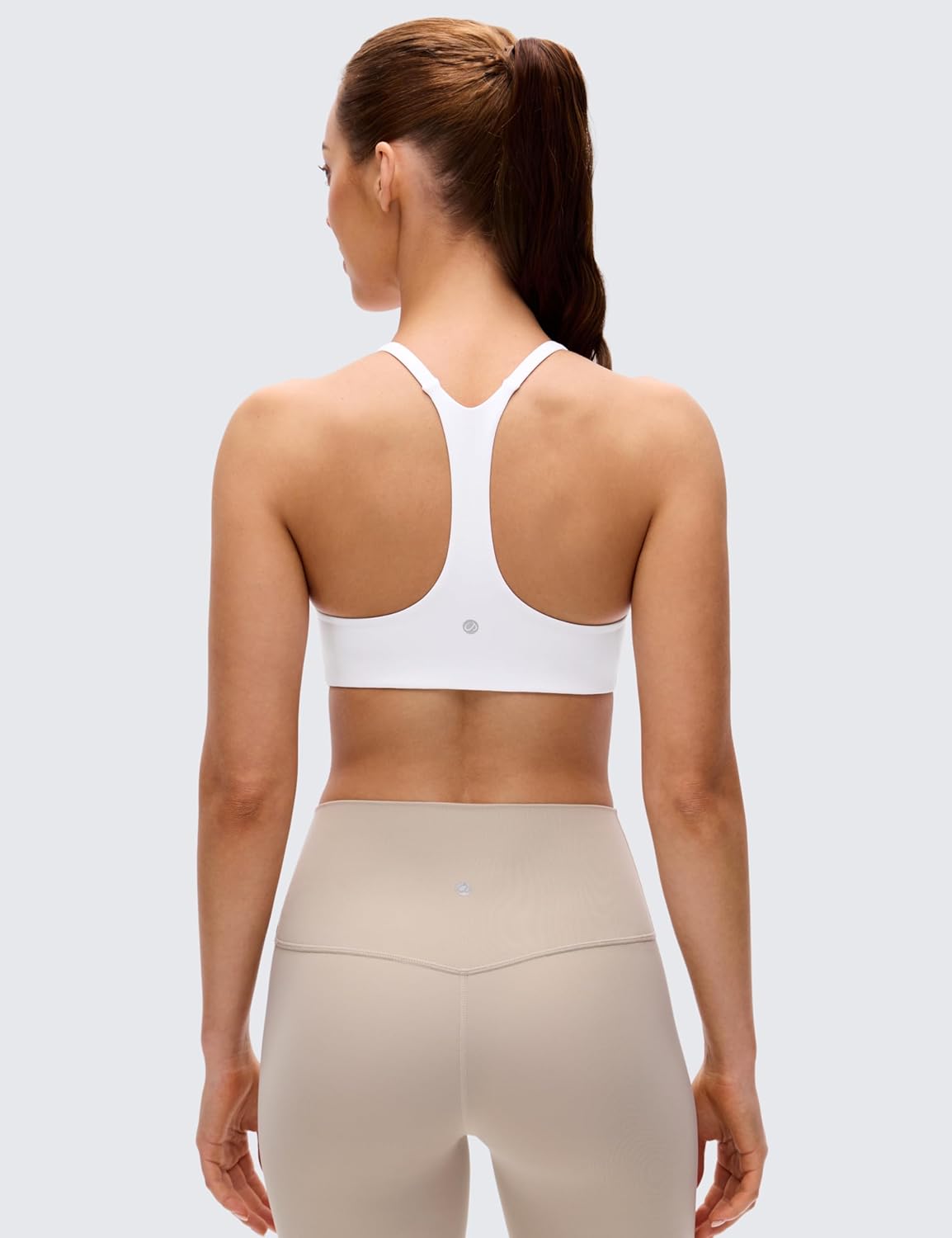 CRZ YOGA Butterluxe Low Coverage V Neck Sports Bras for Women - Spaghetti Straps Racerback Padded Yoga Top