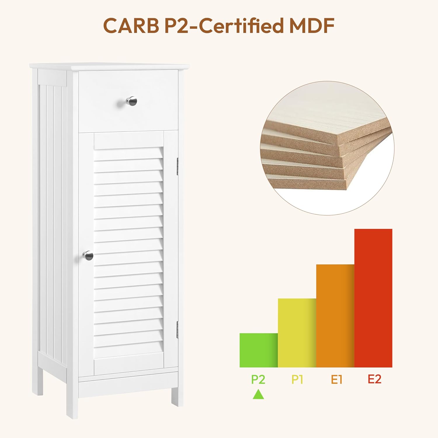 Yaheetech Bathroom Floor Storage Cabinet, Freestanding Side Table Storage Organizer Unit with Drawer and Single Shutter Door, D11.8xW12.6xH34.3 Inches