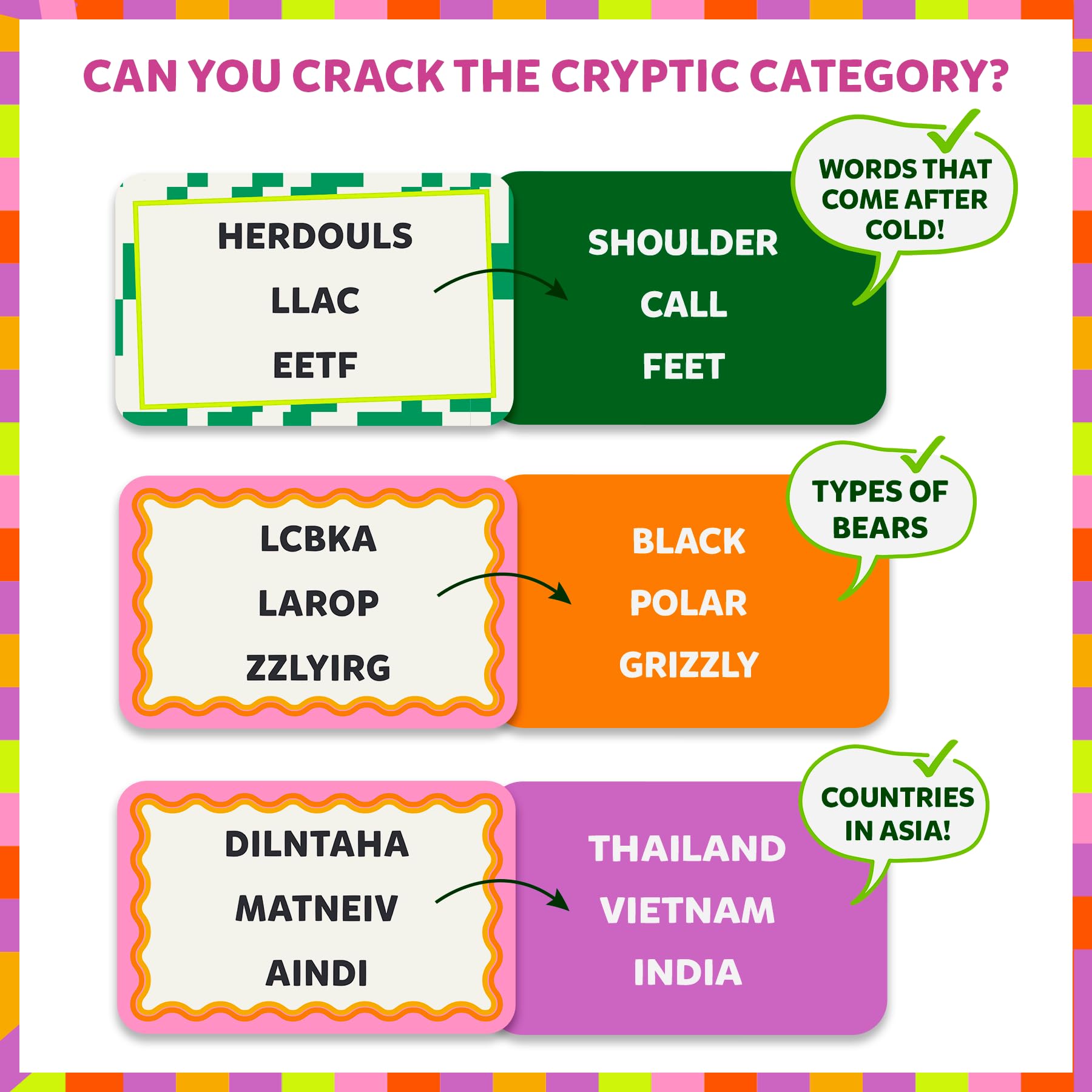 Gouda Games Cryptic Categories, Quick-Thinking Brain Game, Fast-Paced Word Unscramble Card Game for Kids Teens & Adults - Image 4