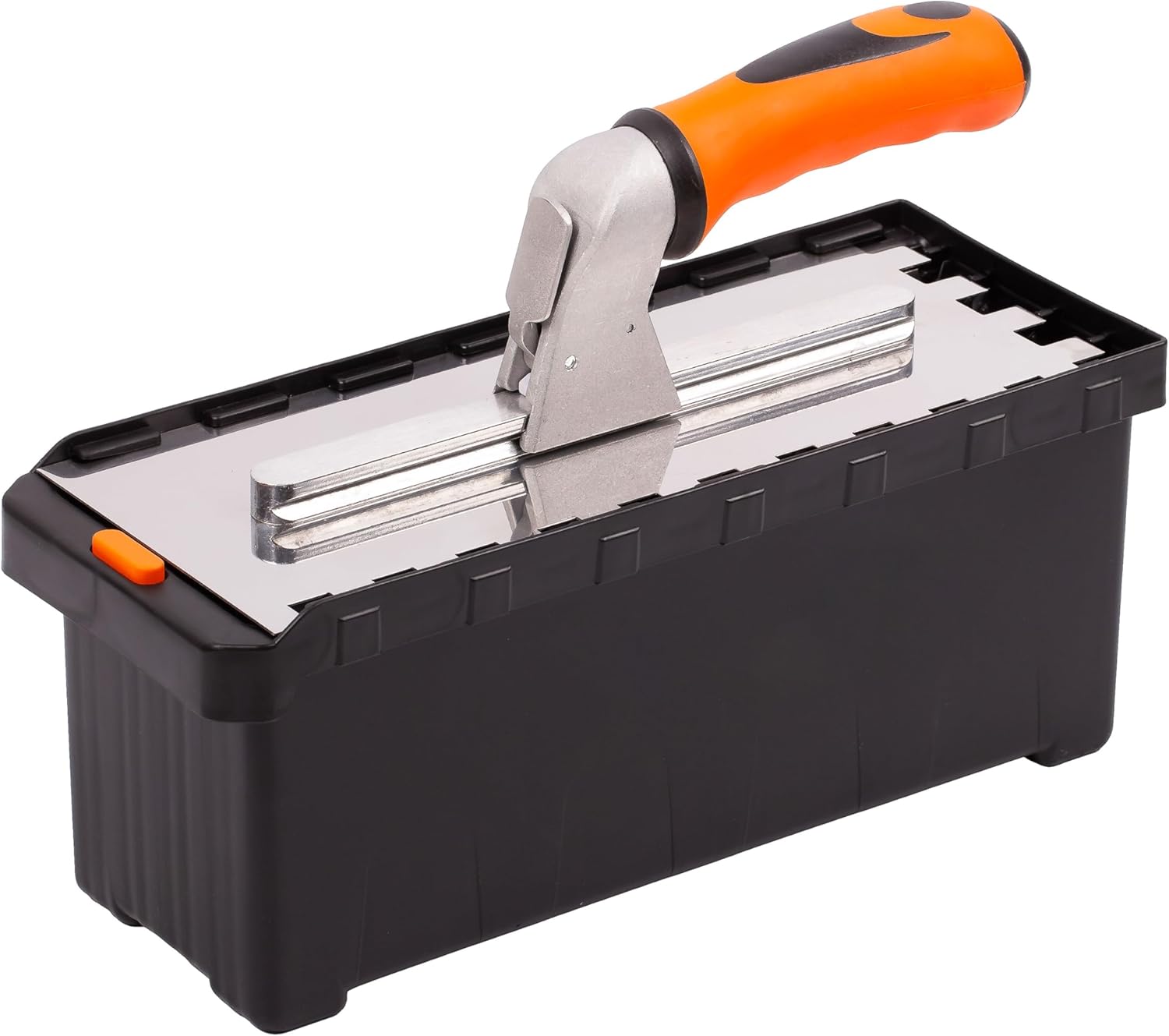 Masonry Trowel Set with Removable Handle and Transport Box – 6, 8, 10, 12 mm, U Type, Tiger Type – 6 Toothed Smoothing Trowels – Stainless Steel Smoothing Trowels with Soft Grip – Tile Trowel