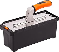 MIVOS Maurerkellen Set mit abnehmbarem Griff und Transportbox - 6, 8, 10, 12mm, U-Typ, Tiger-Typ - 6 Zahnglättekellen - Edelstahl Glättekellen mit Softgriff - Fliesenkelle - Traufel