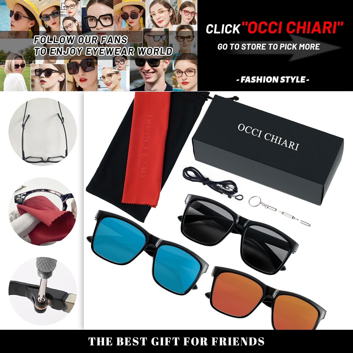 OCCI CHIARI XL Sunglasses for Big Heads Mens Polarized Fashion Shield sunglasses UVA