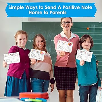 100Pcs Teacher Mail Notes to Parents, Colorful Rainbow Happy Mail from Teacher, Brag Cards for Students Behavior Classroom Must Haves to Send Home for Preschool Kindergarten Elementary School Supplies