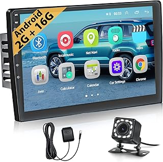 [2G+16G] Hikity 10.1 Android Car Stereo Double Din Touch Screen Car Radio GPS Navigation Bluetooth FM Radio WiFi Mirror Link for Android/iOS Phone + Dual USB Input & 12 LEDs Backup Camera