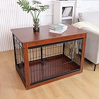 Vista 4 de Jaula de perro de 37.8 x 23.6 x 27.1 pulgadas, estilo de muebles para mascotas pequeñas y medianas, jaula de madera para perros, resistente
