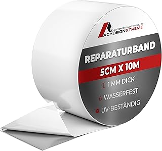 PREMIUM weißes Reparaturband für Pools, Planschbecken, Wohnwagen, Fenster, Dach, Abdichtband wasserdicht selbstklebend wetterfest (Weiss, 5cm breit 10m lang)