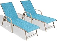 Vista 1 de Crestlive Products Silla de Tumbona de Exterior con Respaldo, Juego de Sillas de Piscina de 2, Tumbona de Bronceado Ajustable de Aluminio con 5