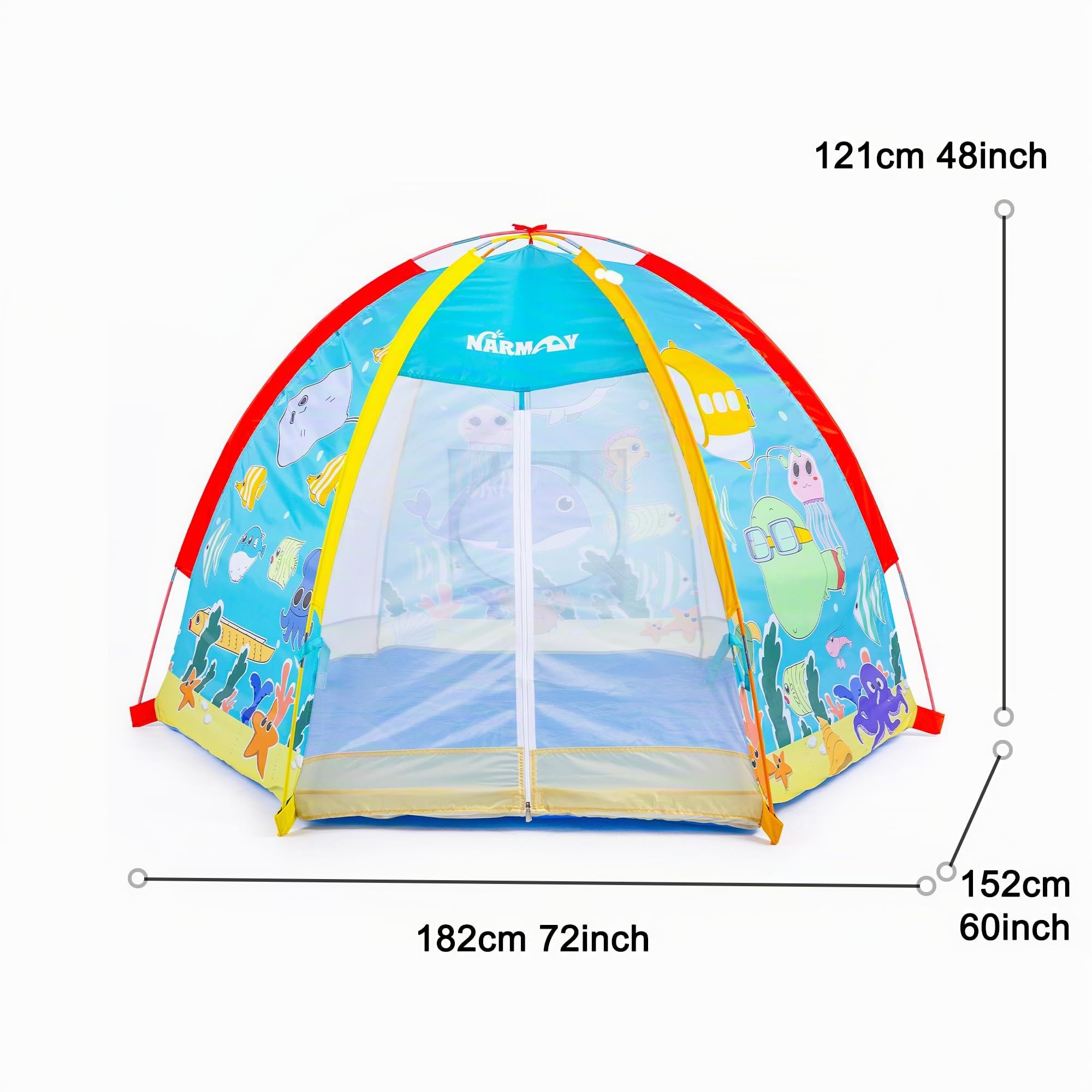 NARMAY® Spielzelt, Ozean-Kuppelzelt für Kinder, Spaß drinnen/draußen – 182 x 152 x 121 cm