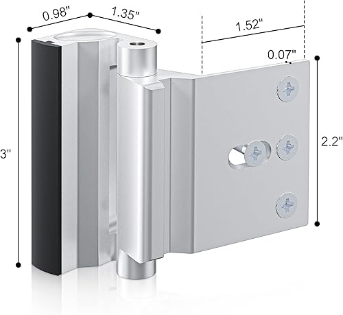 Miniatura 24 de Paquete de 2 cerraduras de refuerzo de puerta AceMining que soporta 800 libras de fuerza, cerradura de puerta plateada extra a prueba de niños con 8