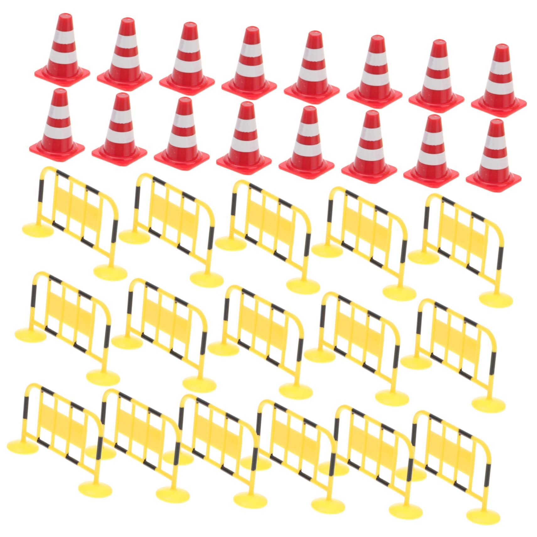 LIOOBO 32Pcs Educational Traffic Cognitive for Safety Barriers and Road Cones Mini Roadblock and Traffic Signs for Outside Play and Learning