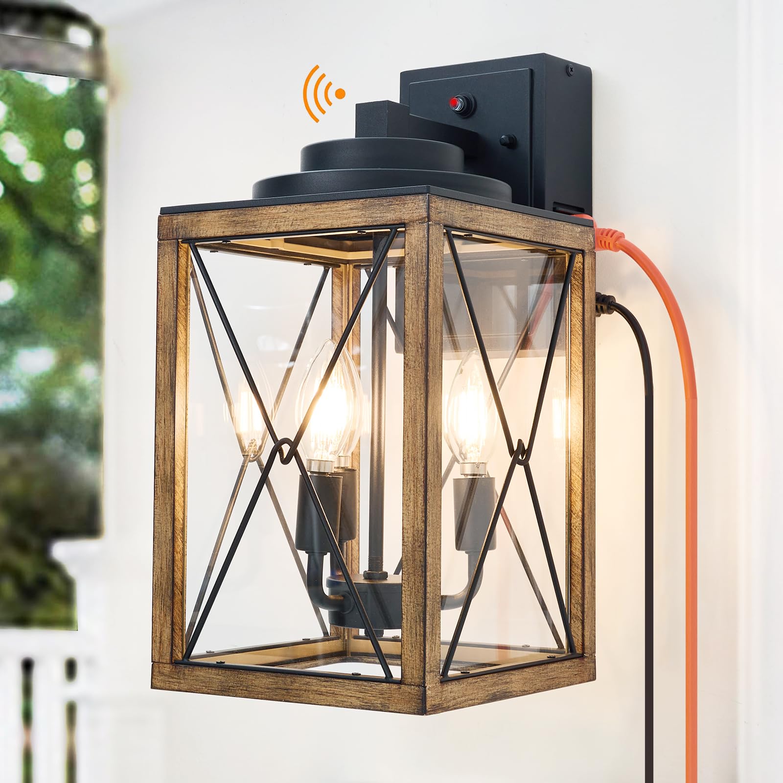 Photo 1 of Ejerlya Extra Large 3-Light Outdoor Wall Sconce with GFCI Outlet