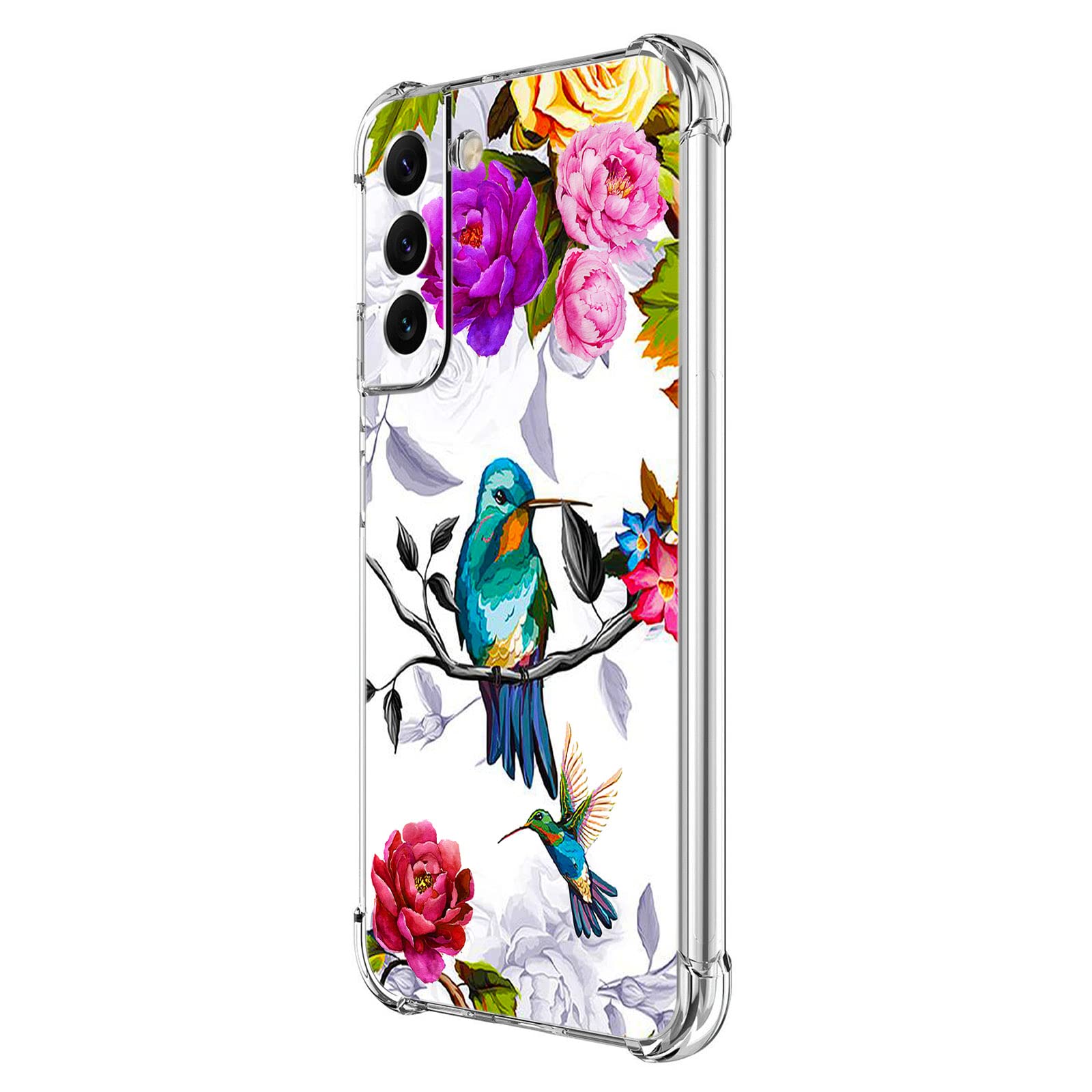 Beaucov Galaxy S21 FE 5G Case, Hummingbird in Flowers Bird Drop Protection Shockproof Case TPU Full Body Protective Scratch-Resistant Cover for