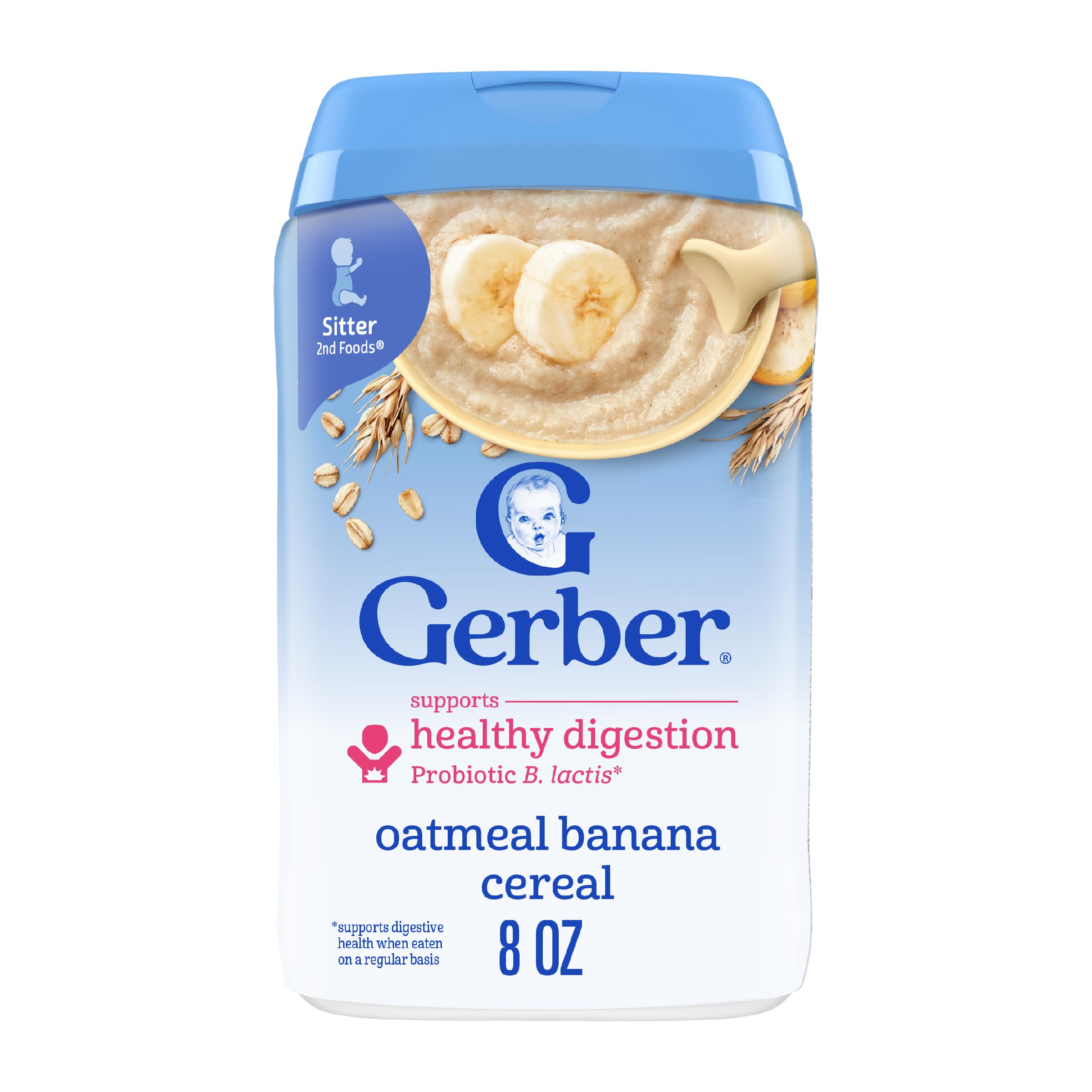 GerberStage 2 Baby Food, Oatmeal Banana Cereal, Probiotics Support Healthy Digestion, Baby Oatmeal Cereal, 6-Pack