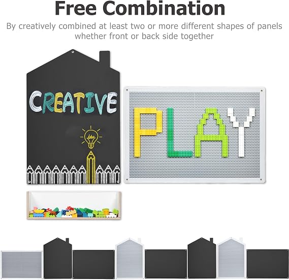 Double-Sided Wall Building Activity Panel & Chalkboard for Kids