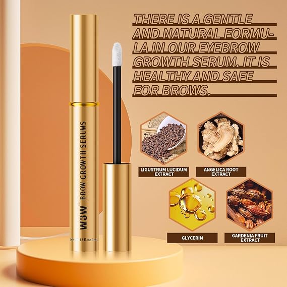 W3W Eyebrow Growth Serum Clinically Proven Peptide Brow Enhancer for Fuller, Thicker Brows With Myristoyl Pentapeptide-4 & Botanical Extracts Prostaglandin-Free, Safe for Sensitive Skin (5ml)