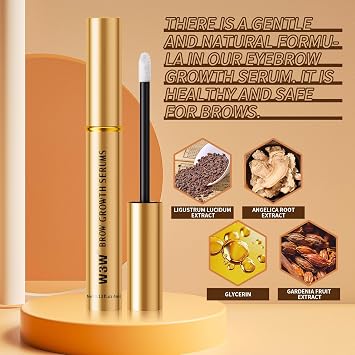 W3W Eyebrow Growth Serum Clinically Proven Peptide Brow Enhancer for Fuller, Thicker Brows With Myristoyl Pentapeptide-4 & Botanical Extracts Prostaglandin-Free, Safe for Sensitive Skin (5ml)