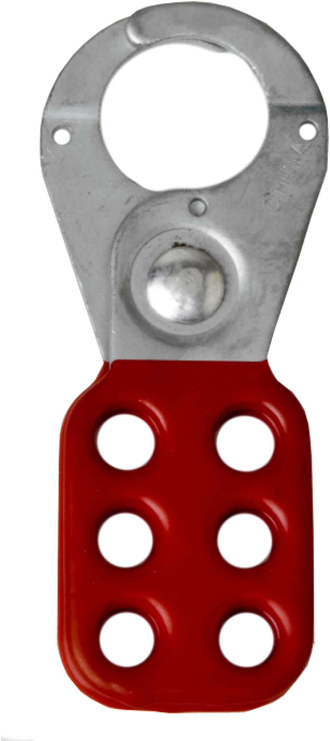 Horizon 5501 Steel Lock Out-Tag Out Hasp with Red Rubberized Coating, 1" Opening, 4-1/2" Length x 1-3/8" Width x 3/8" Height (Pack of 12)