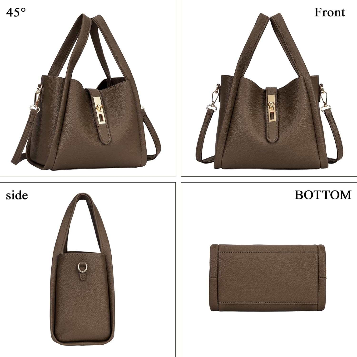 hibear Trendy Vintage Bucket Bag Women's Crossbody Bucket Bag Work Handbag Carry all Shoulder Purse with Adjustable Strap