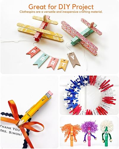 Vista 22 de Alfileres de ropa de madera para manualidades, pinzas de cierre de agarre fuerte, clips de ropa de madera de abedul, pinzas de ropa para colgar