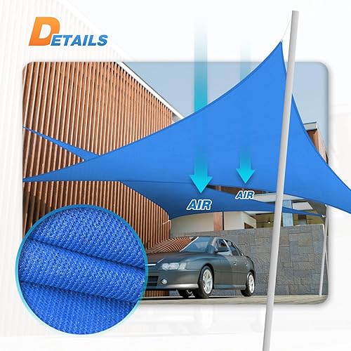Miniatura 6 de Tang toldo de sol, velas de sombra 180GSM HDPE Equilateral Triángulo Permeable Toldo estándar comercial personalizable, Azul