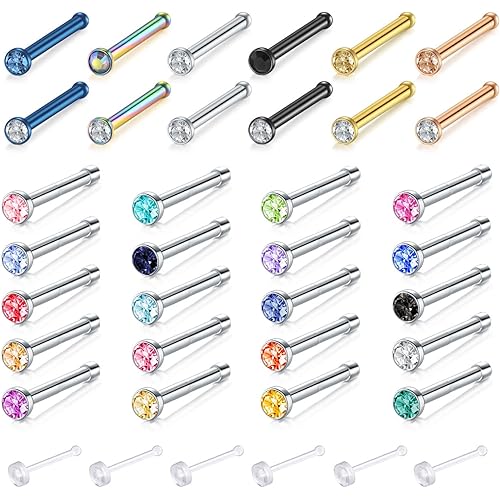Zolure 18G 20G 22G Nose Pin Bone Screws Studs Surgical Steel Body Piercing Jewelry for Women Men