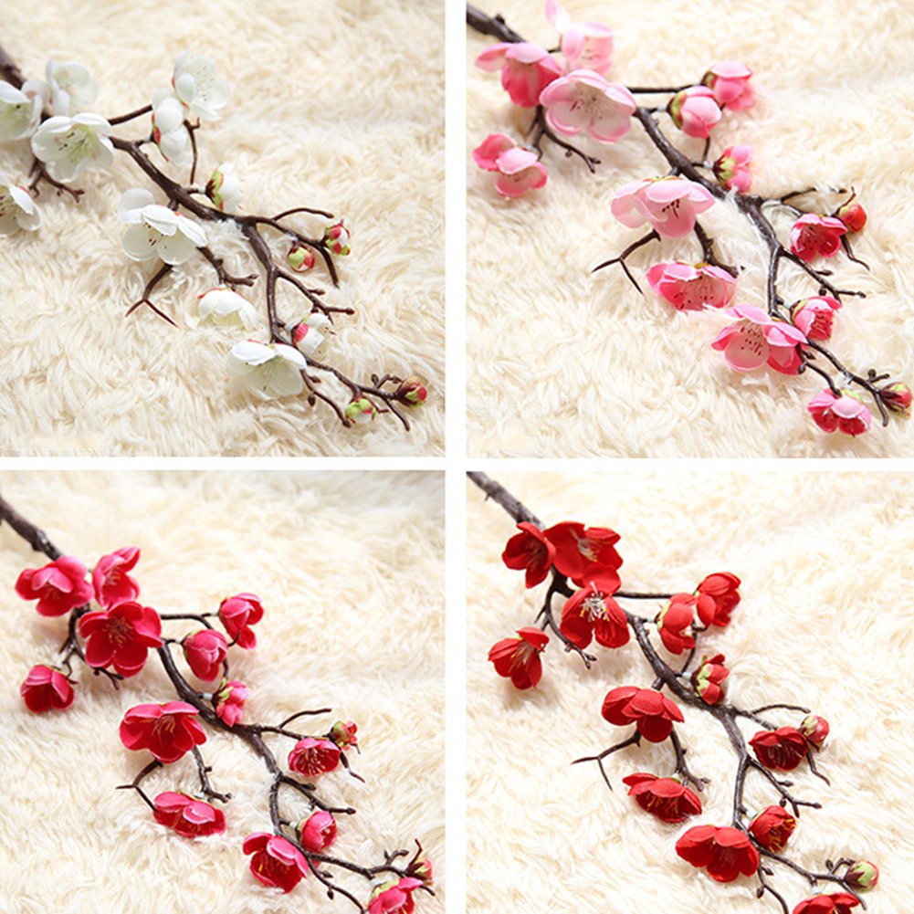 Ramo di prugno con foglie tenere, lavoretti primaverili con fiori di pesco, fiori artificiali, decorazioni floreali cinesi per la casa, composizioni floreali per matrimoni - Italia