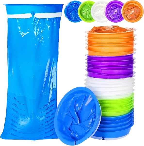 50 Pièces Sac Vomissement Voiture 1000ml, Sac a Vomi Haute Densité avec Bouton-Pression, Sac de Collection Vomi pour Voiture et Voyage pour Femmes Enceintes Urgences Malades Enfant Adulte - 1