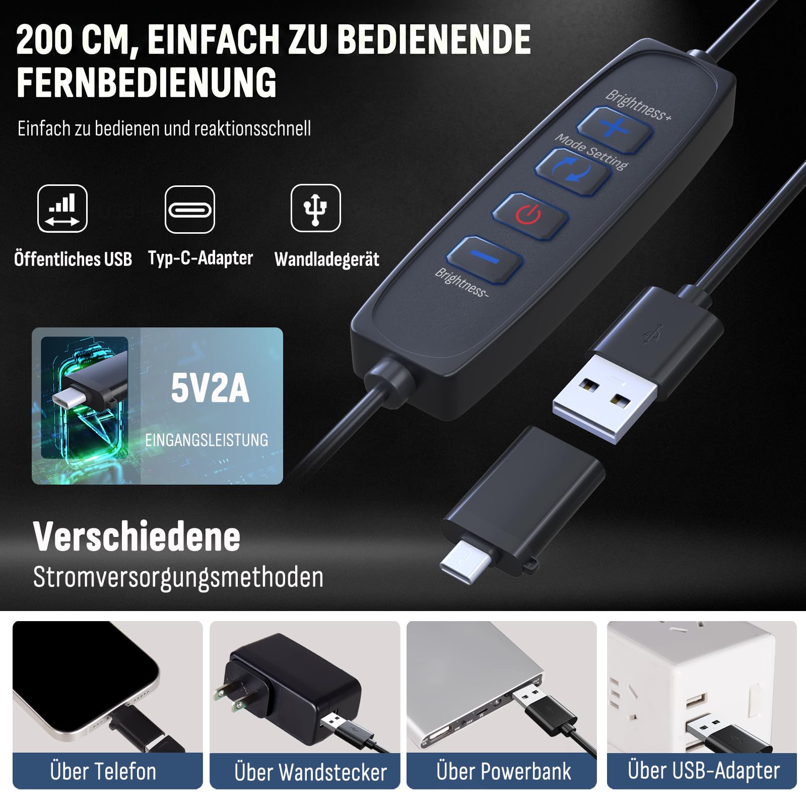 Video Licht Set, 2-Pack 25x20 cm 15 W LED Studio Fotolicht, Dimmbares 2800–6500K Kamera Licht für Video/Streamen von Selfies/Porträts im Innenbereich, Licht mit 160cm Stativ/TypC Adapter (2-Pack)