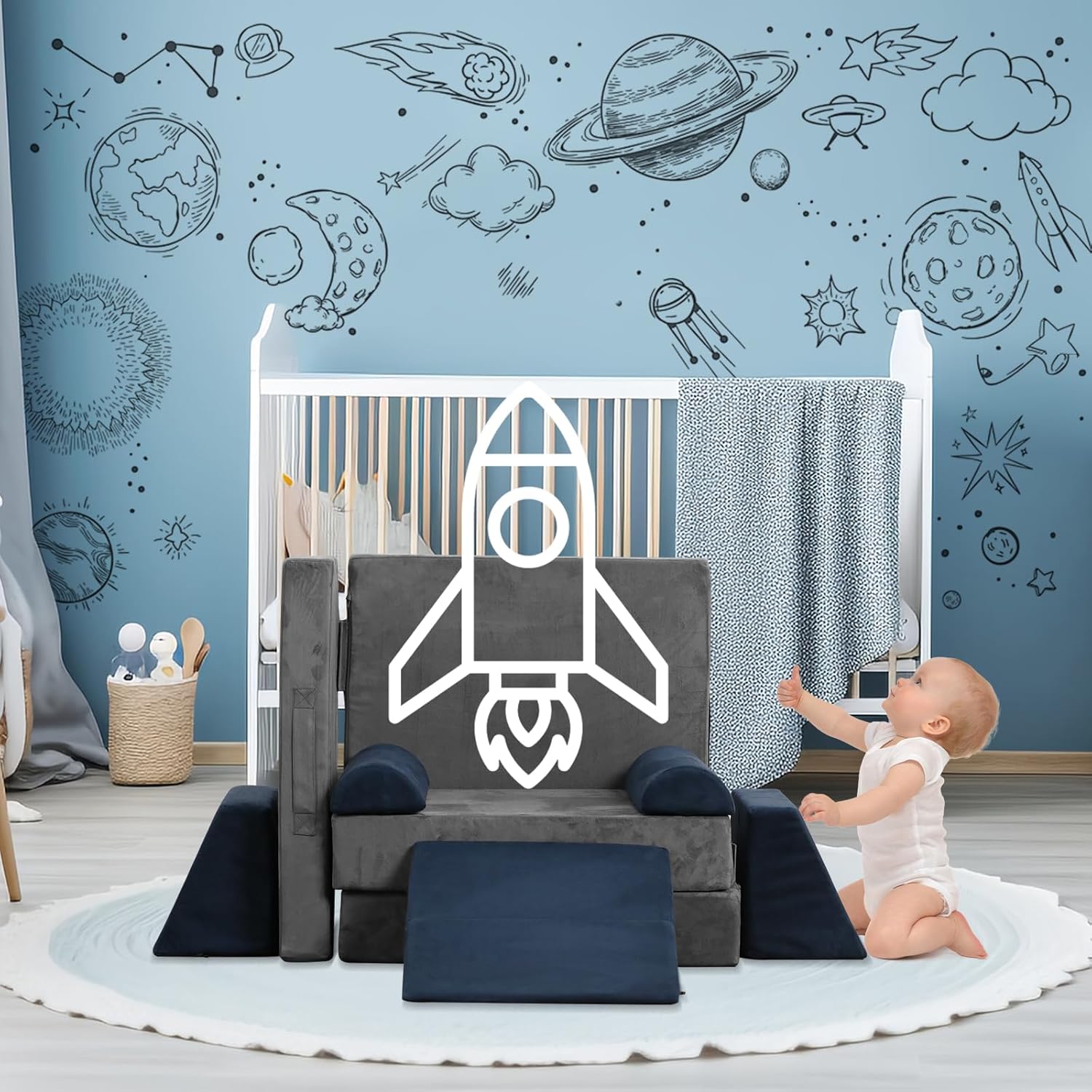 Play Couch Sofa for Kids 9PCS Sectional Sofa Playroom Imaginative Furniture for Creative Kids Girls and Boys Bedroom