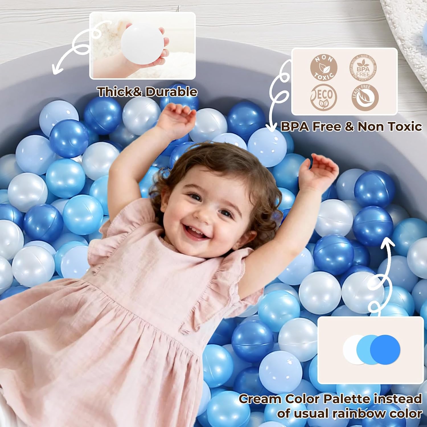 TRENDPLAY Plastic Balls for Ball Pits 2.2 Inch, Pack of 50 100 200 500 Hollow Balls, Perfect for Toddler Baby Pools,Party,Festival Decoration