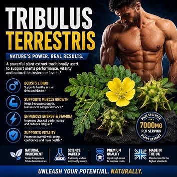 Natural Testosterone Support Supplement for Men x 60 Capsules - Natural Male Enhancing Supplement - Boost Energy, Strength & Vitality - Food & Herbal UK Made