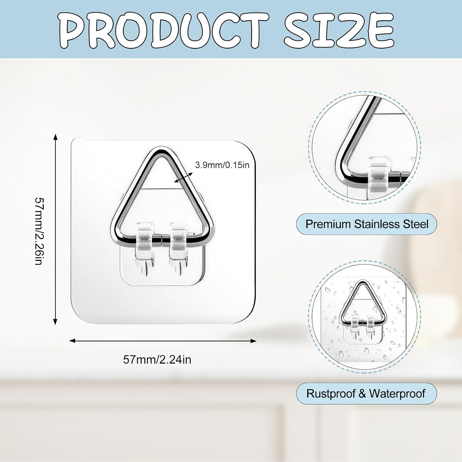 AZY 20PCS Invisible Adhesive Vertical Plate Holders, Heavy Duty Wall Display Plate Hangers, No-Drill Decorative Plate Holders with Stainless Steel Hooks for Wall Display