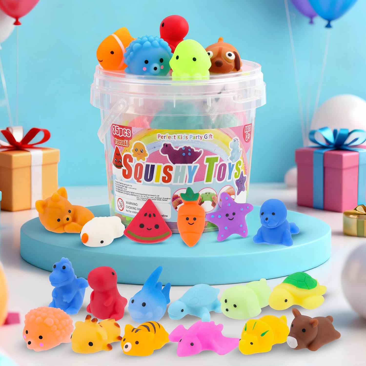 35pcs Mochi Squishy Toys, Mini Squishy Fidget Toys, Party Favors for Kids 4-8-12, Classroom Birthday Xmas Gifts Treasure Box Prizes Goodie Bag Stuffers, Carnival Prizes in Bulk