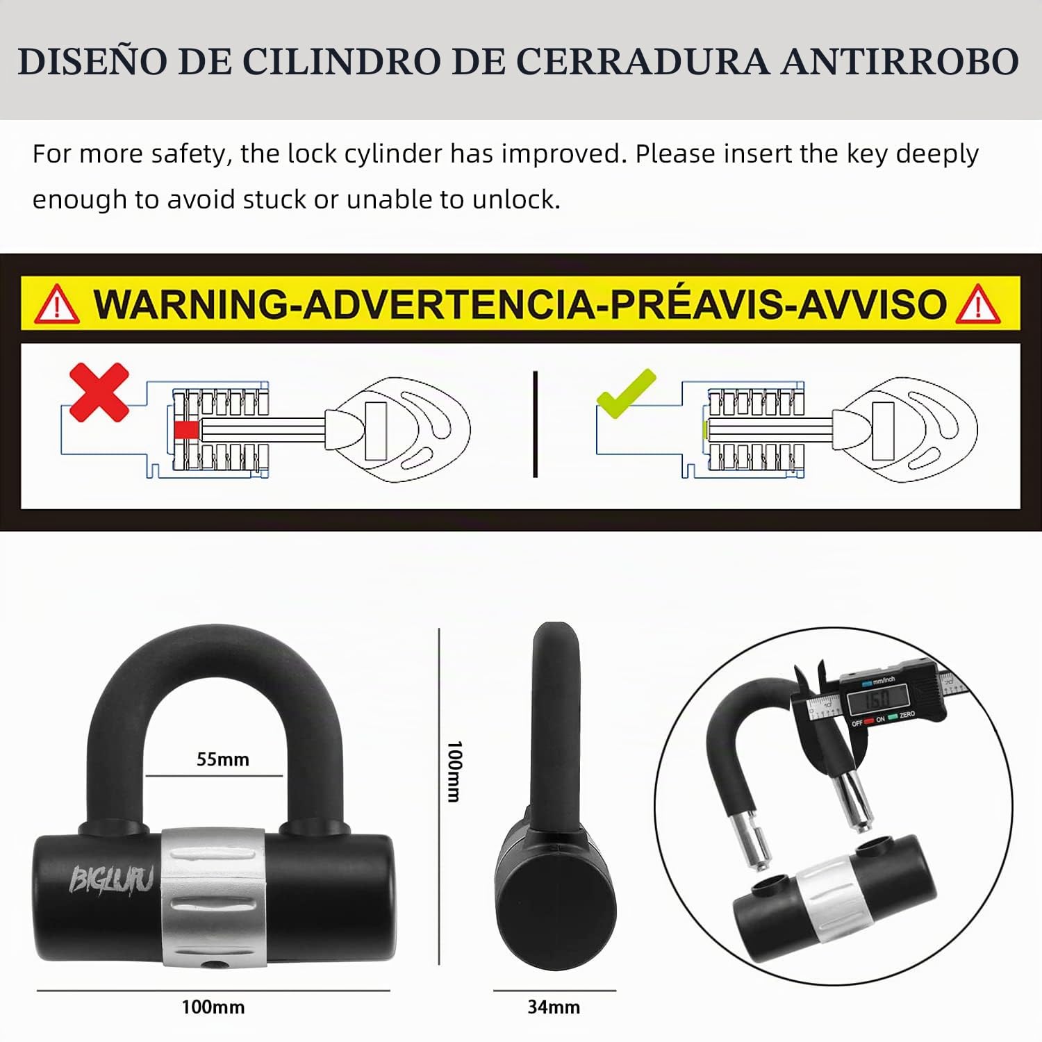 Cerradura de Cadena, Candado de Moto de 39 pulgadas de Largo y Peso 5,4 libras, con Candado y 4 Llaves para Motocicleta, Bici Eléctrica, Portón, Scooter
