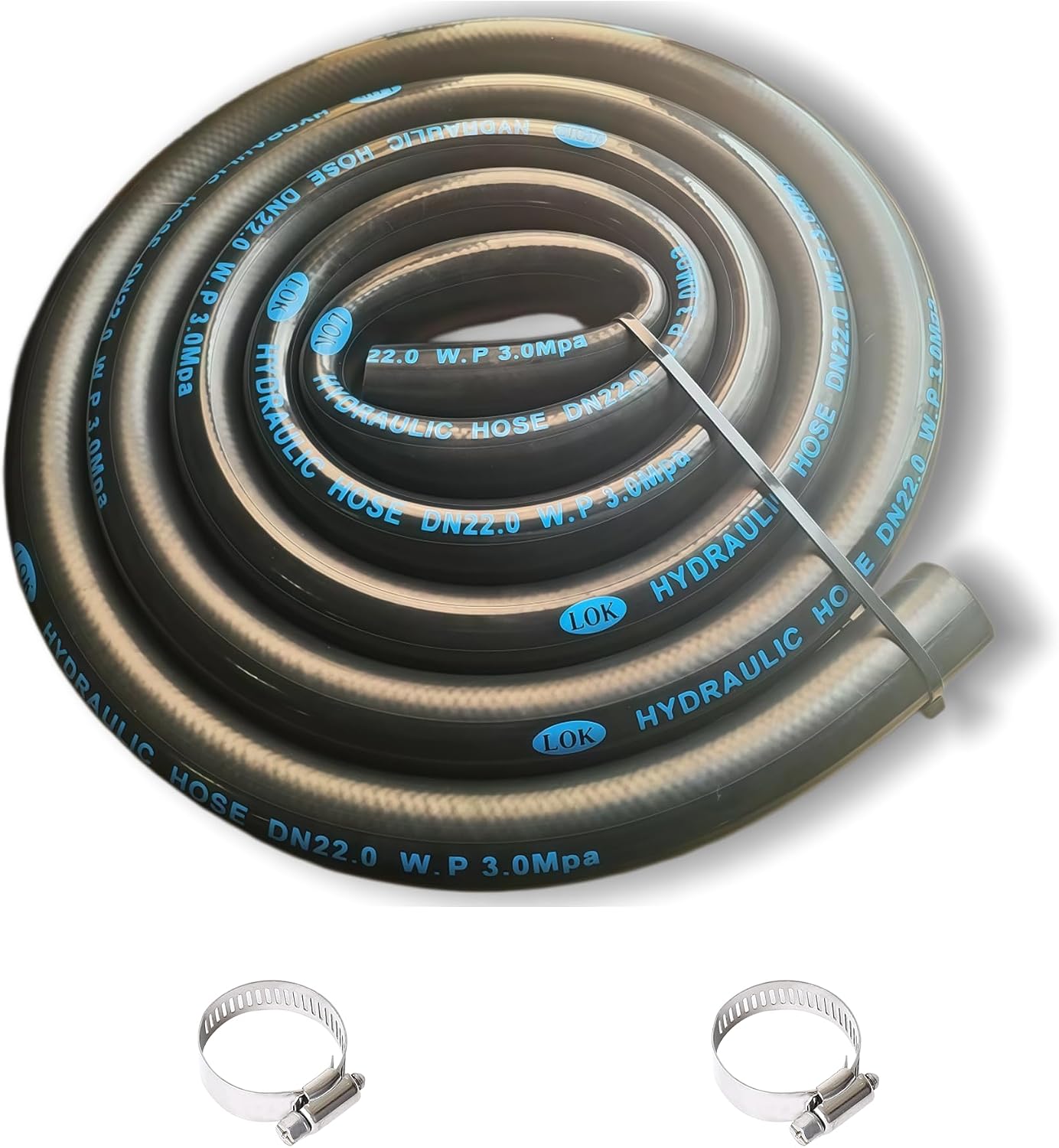 Dishwasher Discharge Hose 10 FT – 7/8 Inch ID Rubber Drain Hose with 2 Clamps for Compact Installations, Universal Fit & Leak-Proof Design