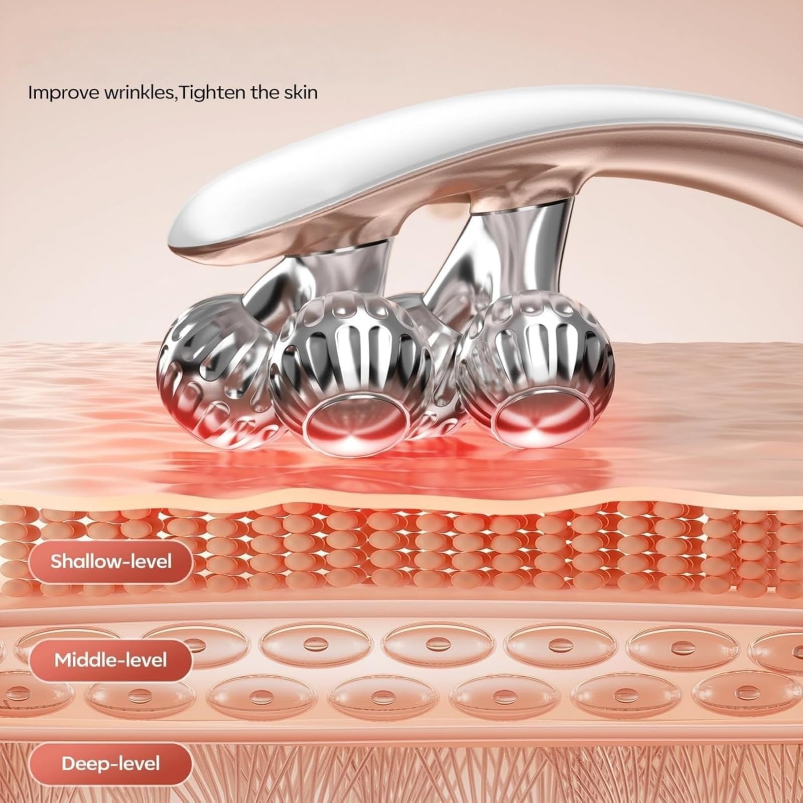 Rodillo modelador facial 3D con EMS, masajeador recargable en forma de V, herramienta de lifting facial, dispositivo portátil antienvejecimiento para aliviar la hinchazón y las arrugas (1PC)
