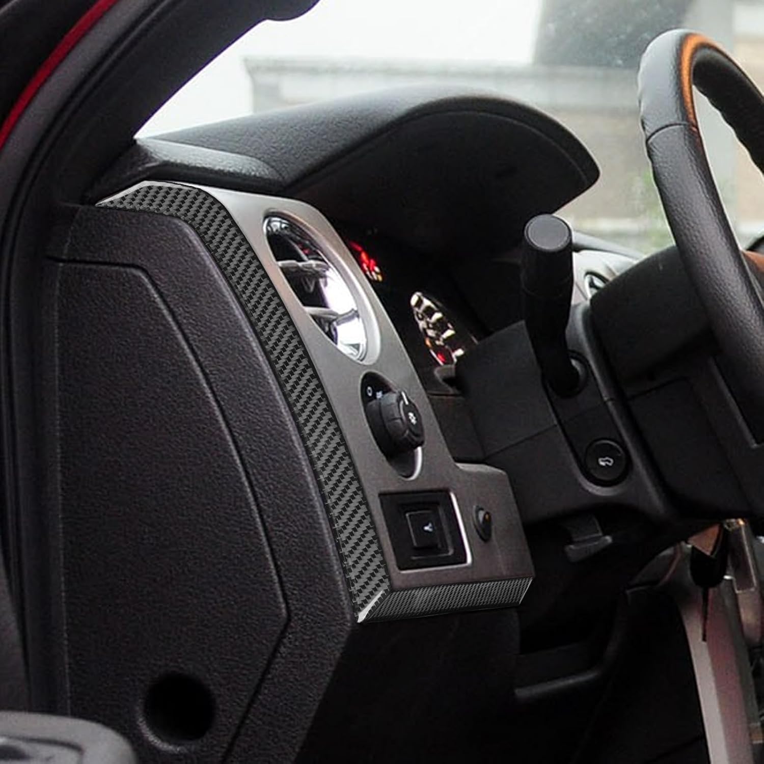 Premium Real Carbon Fiber Dashboard Instrumentation Console Automotive Air Conditioning Vent Side Panal Cover Car Interior Compatible with Ford F150 F-150 Raptor 2010 2011 2012 2013 2014 Accessories