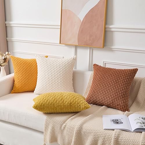 Vista 514 de Kevin Textile - Juego de 2 fundas decorativas para cojines, de pana y con moderno estilo campestre bohemio a rayas para decorar hogar, sofá, cama