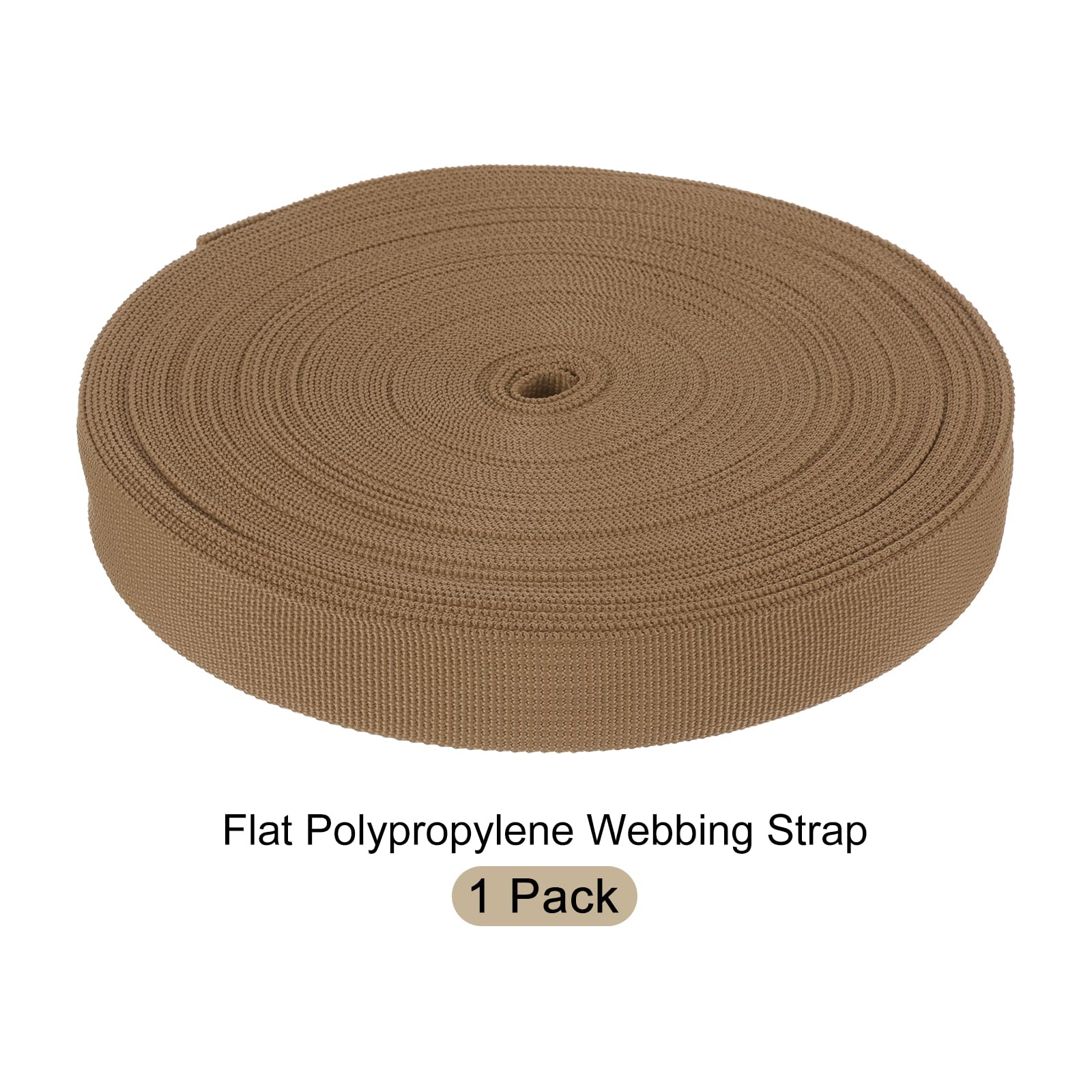 Correa de Cinta de Nylon 25 Yardas x 1 Pulgada (22.9 m x 2.5 cm) Polipropileno Ligera para Mochila Reparación Equipaje Correas de Carga, Café