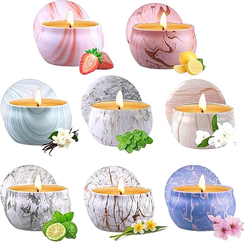 Velas perfumadas de regalo para mujeres, paquete de 8 velas de aromaterapia de 2.5 onzas para el hogar, velas de Navidad para mamá, velas de cera de
