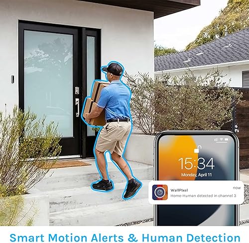 Miniatura 5 de Sistema de cámara de seguridad inalámbrica 2K con monitor, sistema de vigilancia WiFi todo en uno, NVR de 10 canales integrado de 10.1 pulgadas, 4