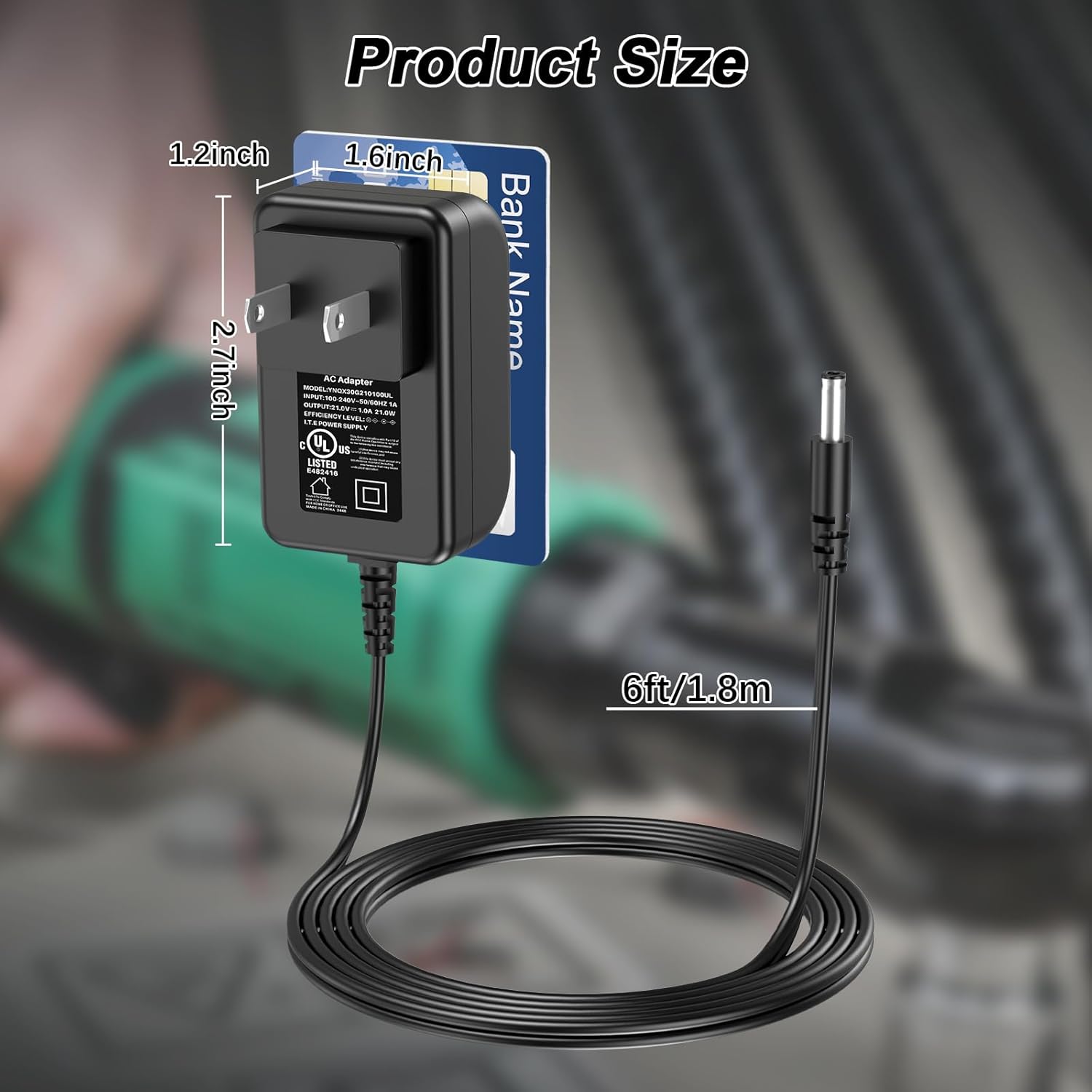 21V AC/DC Adapter Charger Compatible with KIMO Cordless Ratchet Wrench 3303, Electric Ratchet Wrench Power Tools DC21V 1.0Ah Lithium Battery Charger Power Supply Cord with UL Listed - Image 8