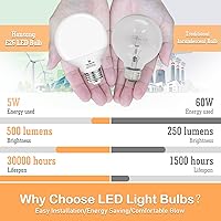 Vista 5 de hansang Bombilla LED G25 de 5 W (equivalente incandescente de 60 W) 2700 K blanco suave, bombillas decorativas, base E26, 500 lúmenes, perfecta
