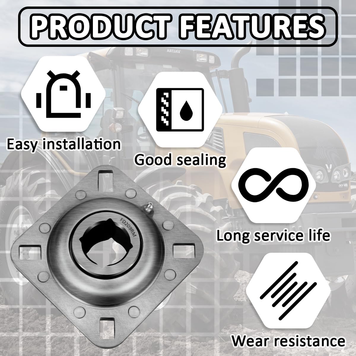 Cuscinetto SpinCo Bearing Ricambio Cuscinetto A Flangia A Tre Bulloni 1-1/4 Pollici Con Collare Di Blocco - Modelli SATRD206-20G E FHSF3X206-20G Cavo FG 16 - Foto 10