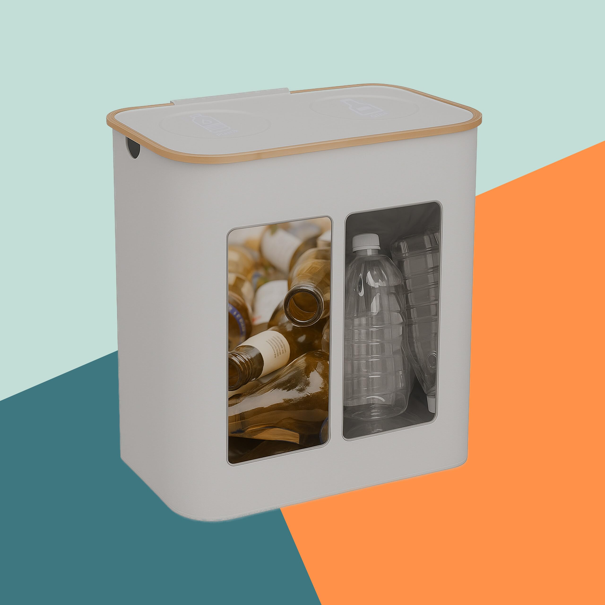 Relaxdays Récipient de Collecte des Bouteilles 140 L 60 Bouteilles 2 Sacs Amovibles Beige