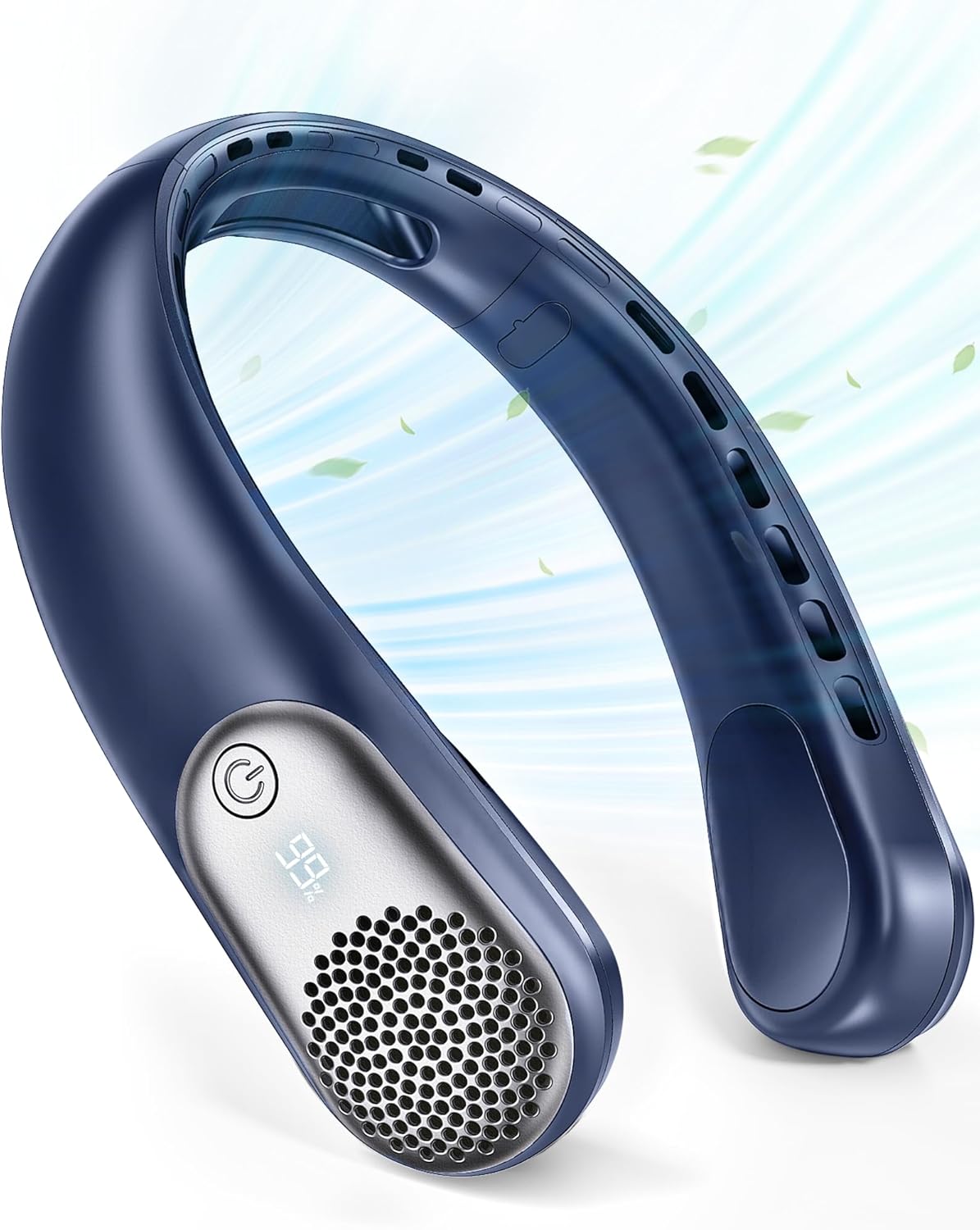 Portable Neck Fan Rechargeable, 3 Speed Settings, Wearable Bladeless Neck Fan, 360°Personal Fan Neck Cooler with 4000mAh Battery,Twistable Lightweight and Quiet–Birthday Gift for Women-Blue