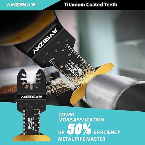 Miniatura 2 de AMZBSAW 4 cuchillas oscilantes de titanio para cortar metal, cuchillas multiherramienta para clavos de metal, material duro y plástico de madera,