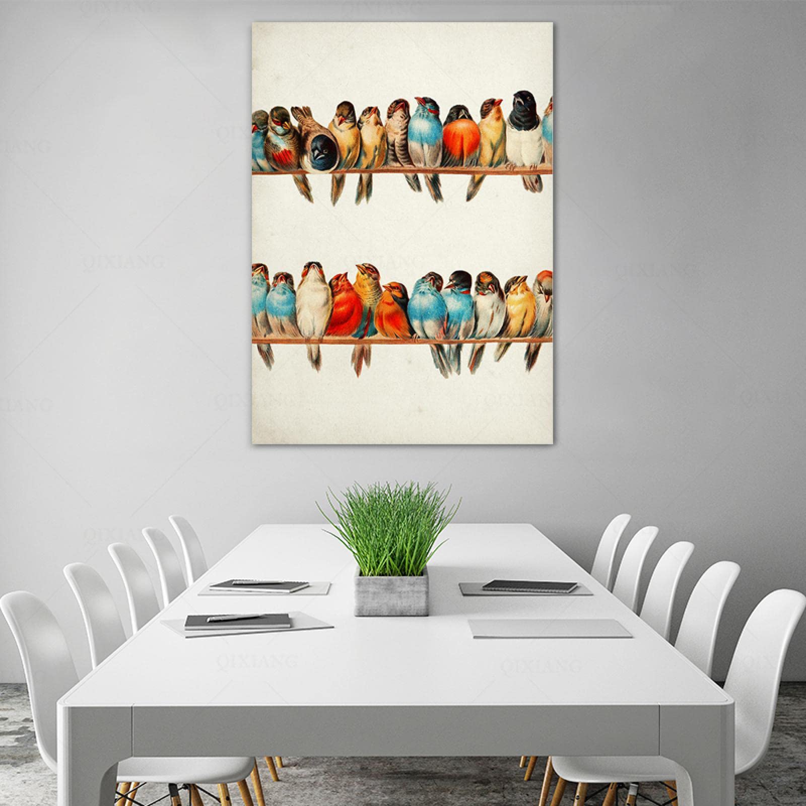 近日削除●美術品 アンティーク●インテリア 昭和レトロ 絵画 アート作品 Amazon.co.jp: ヴィンテージ鳥ポスターレトロ壁アートカラフルな